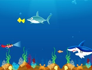 深海潜水躲鲨鱼