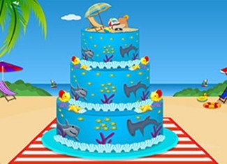 海滩蛋糕装饰